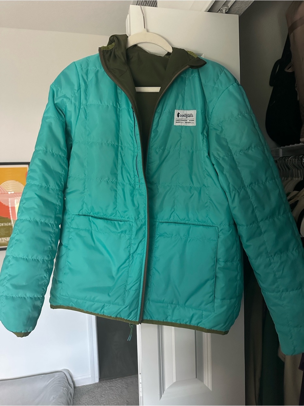 cotopaxi Olive Green Jacket with Teal Lining - Picture 11 of 12